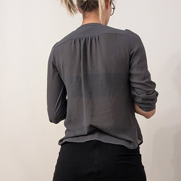 H&M, 3/4 sleeve, Blouse, dark gray, size 2 - Picture 3 of 9